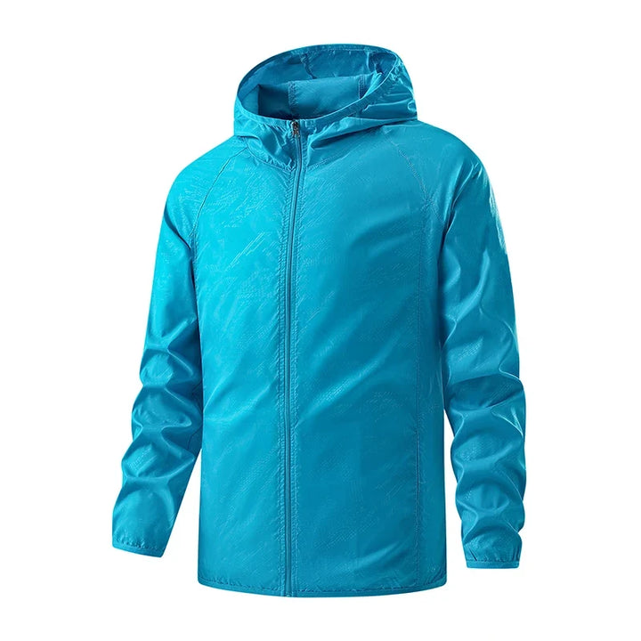 Men's Waterproof Hooded Windbreaker with Full-Zip Closure