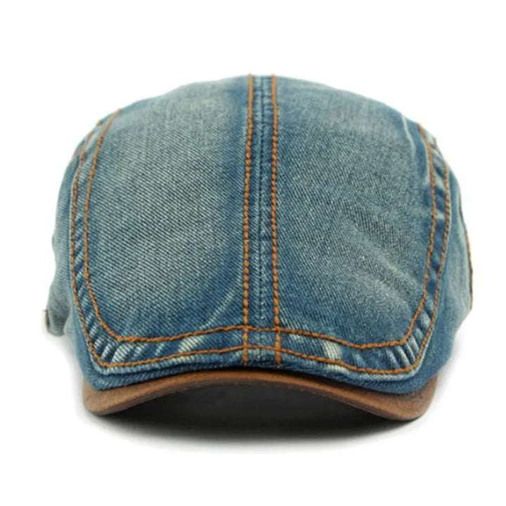 Berretto piatto da uomo in denim con cinturino regolabile