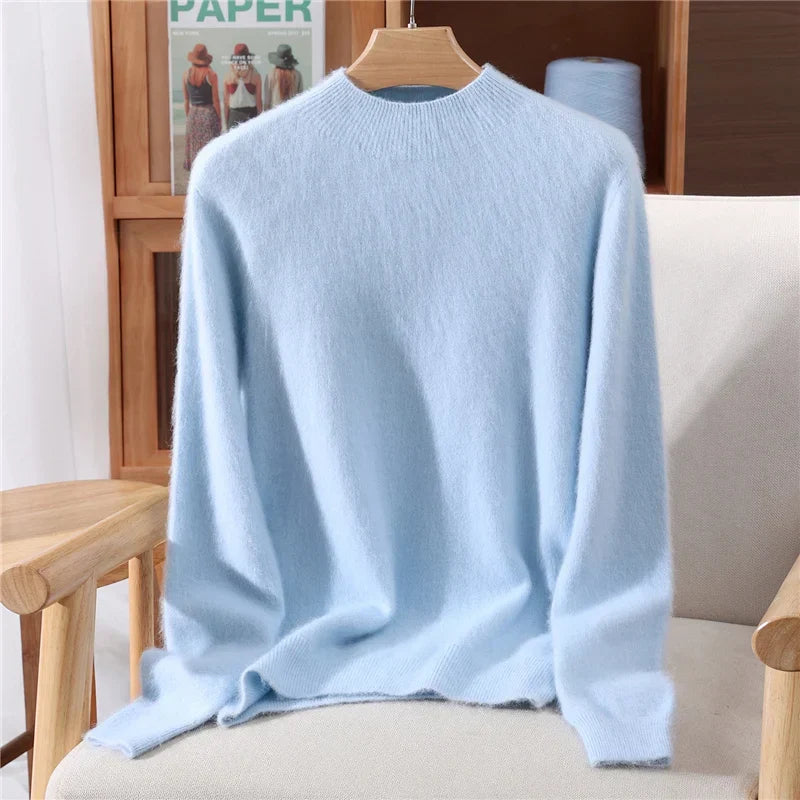 Pullover da donna in cashmere, collo alto e vestibilità casual
