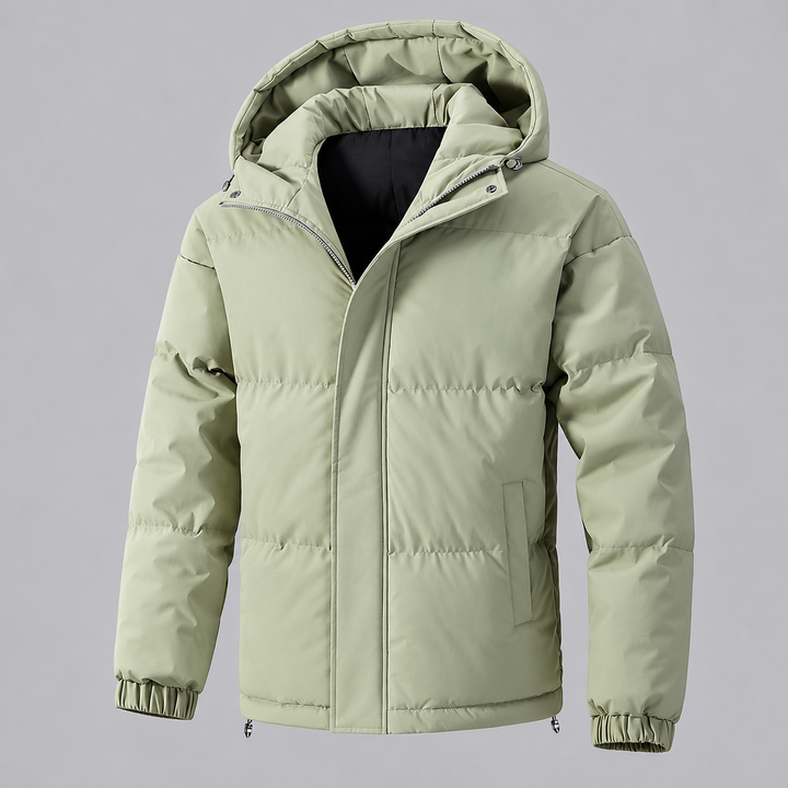 Herren-Steppjacke mit Kapuze, Reißverschluss und Taschen