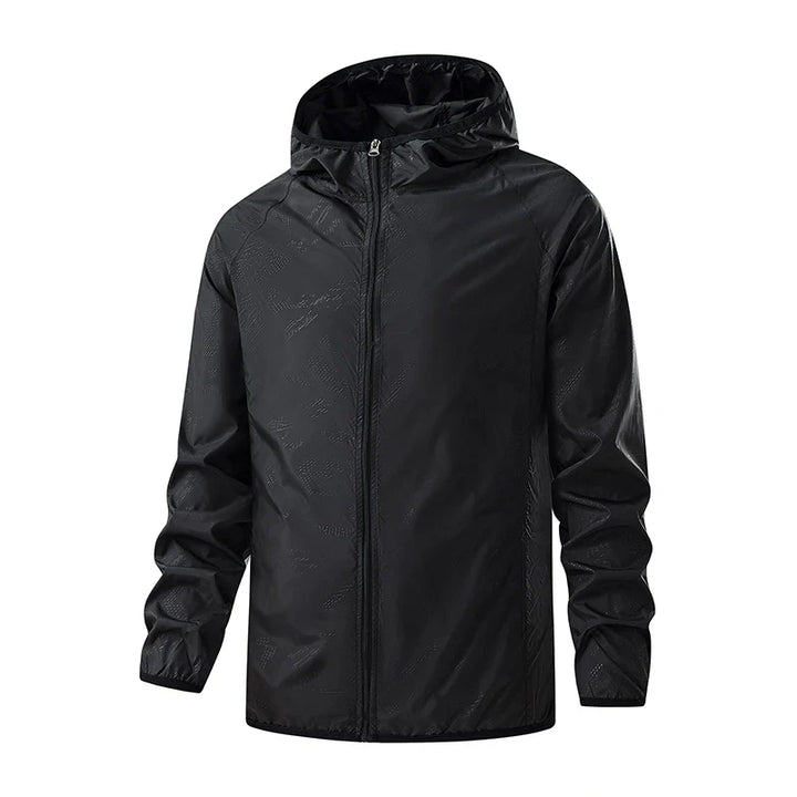 Men's Waterproof Hooded Windbreaker with Full-Zip Closure