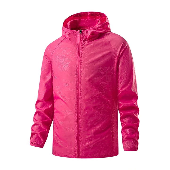 Men's Waterproof Hooded Windbreaker with Full-Zip Closure