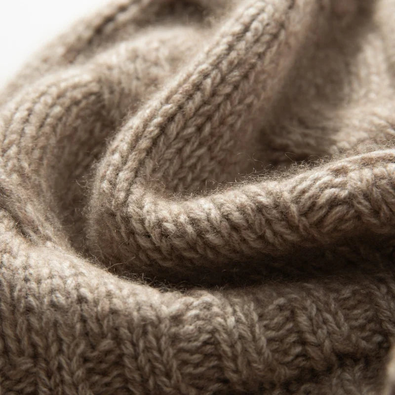 Bonnet Femme Cachemire Maille Torsadée Revers Côtelé