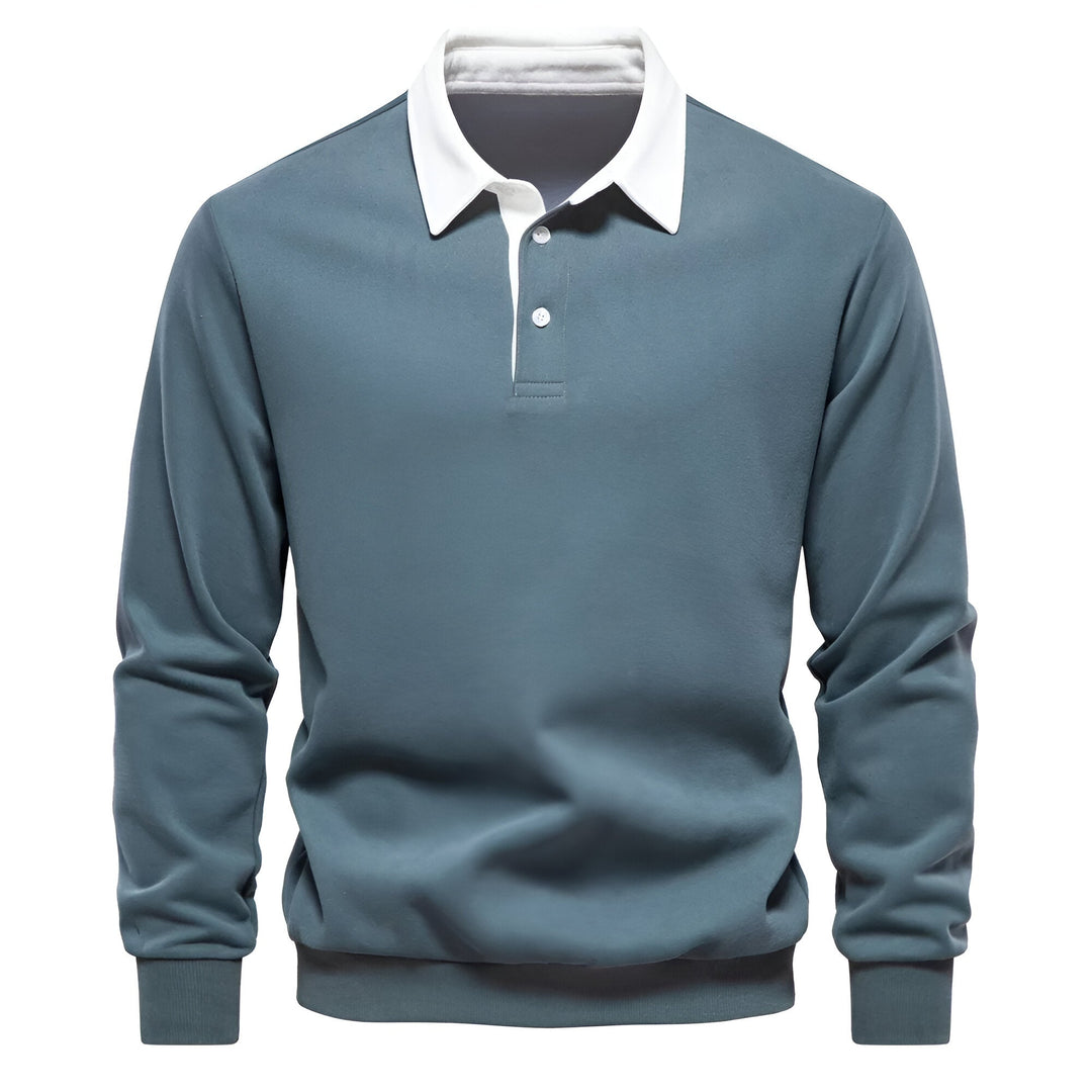 Pull à Col Polo Contrastant et Boutonnage pour Homme