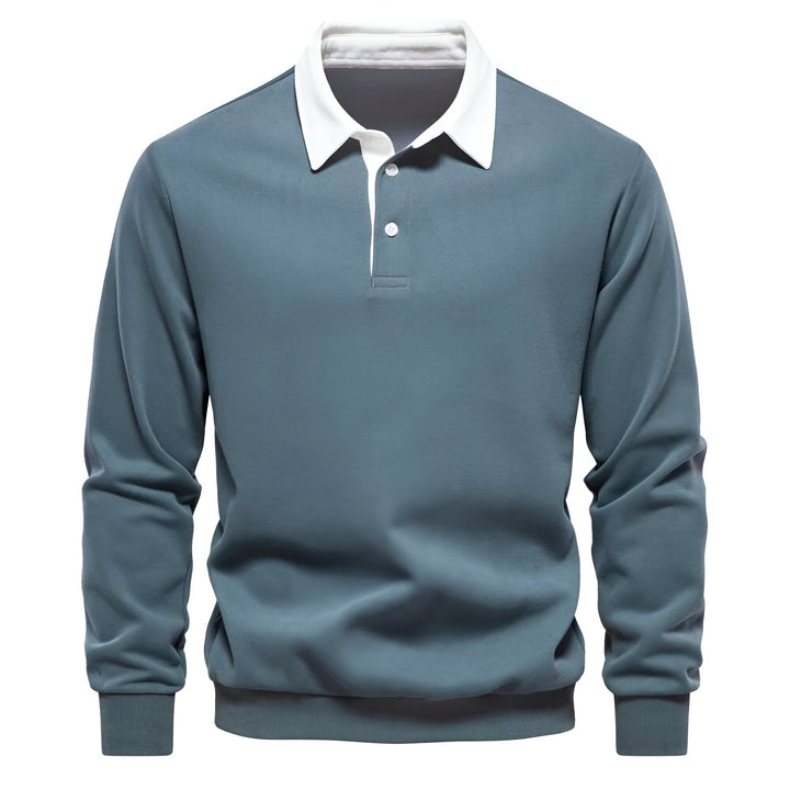 Pull à Col Polo Contrastant et Boutonnage pour Homme