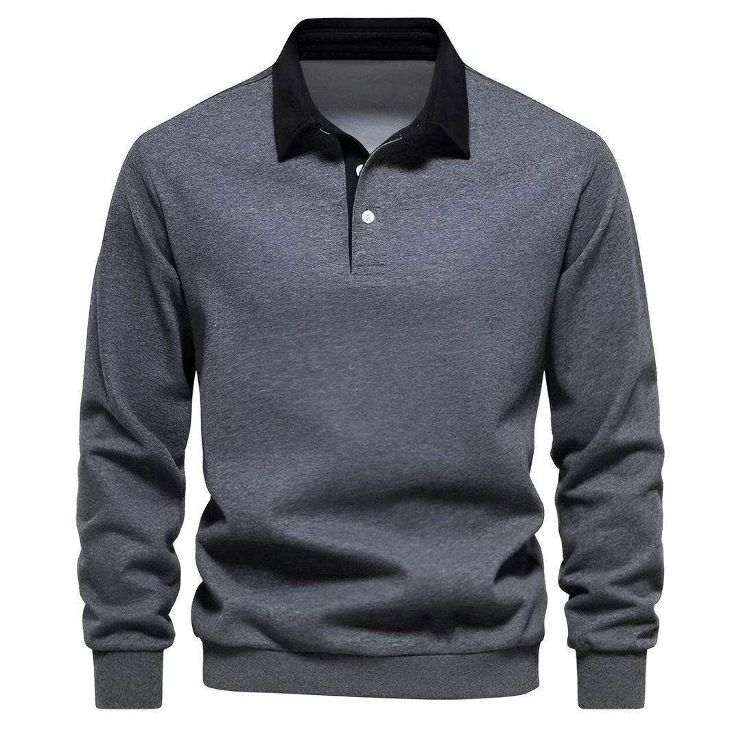 Pull à Col Polo Contrastant et Boutonnage pour Homme