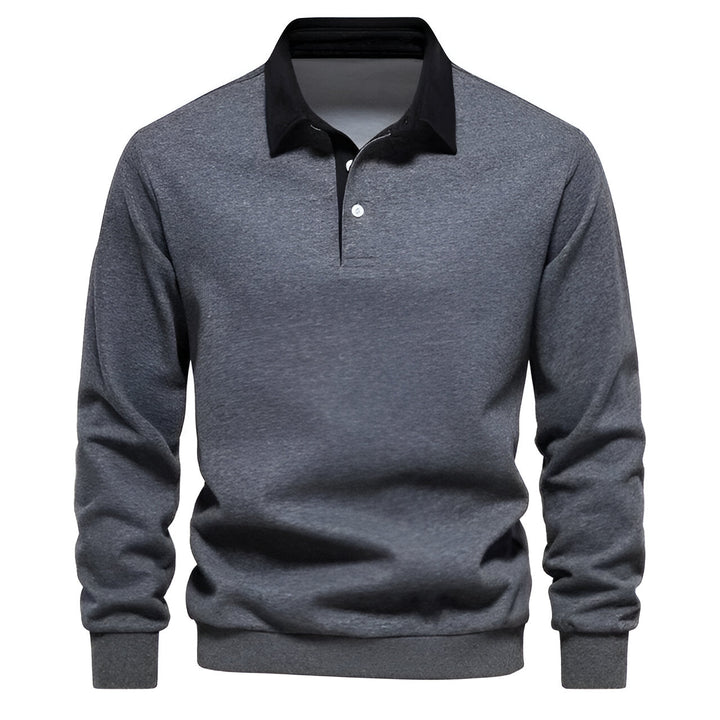 Pull à Col Polo Contrastant et Boutonnage pour Homme