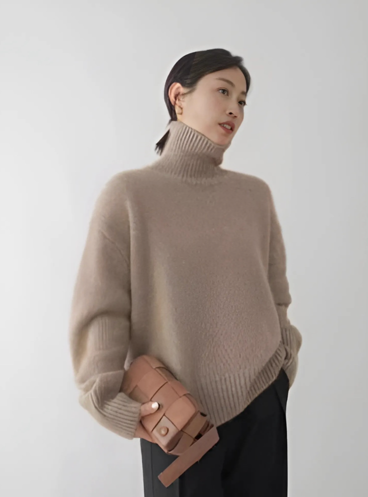 Lisette | Pull Col Roulé Intemporel en Cachemire