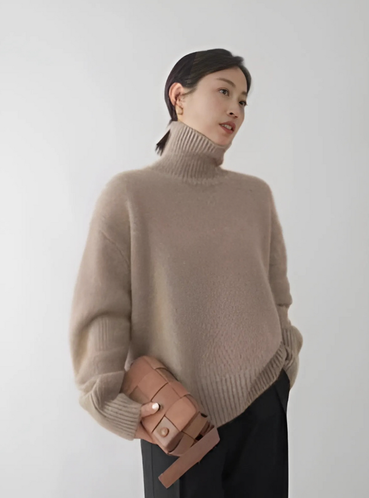 Lisette | Pull Col Roulé Intemporel en Cachemire