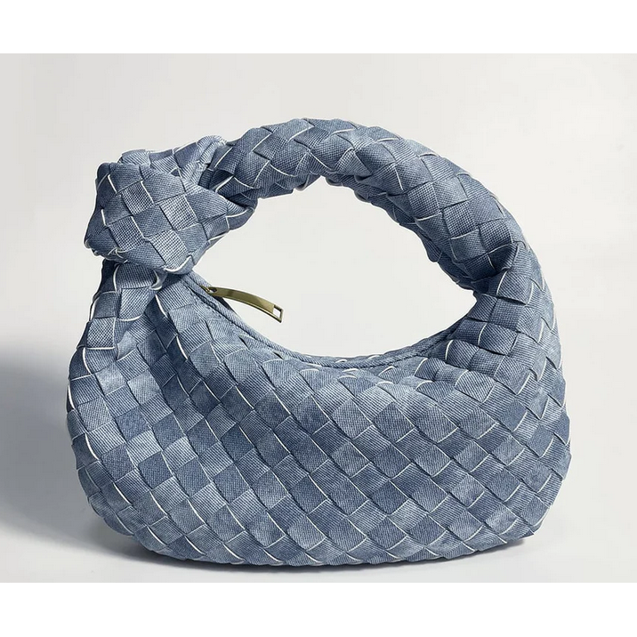 Bolso hobo para mujer de mezclilla trenzada con detalle de nudo y asa