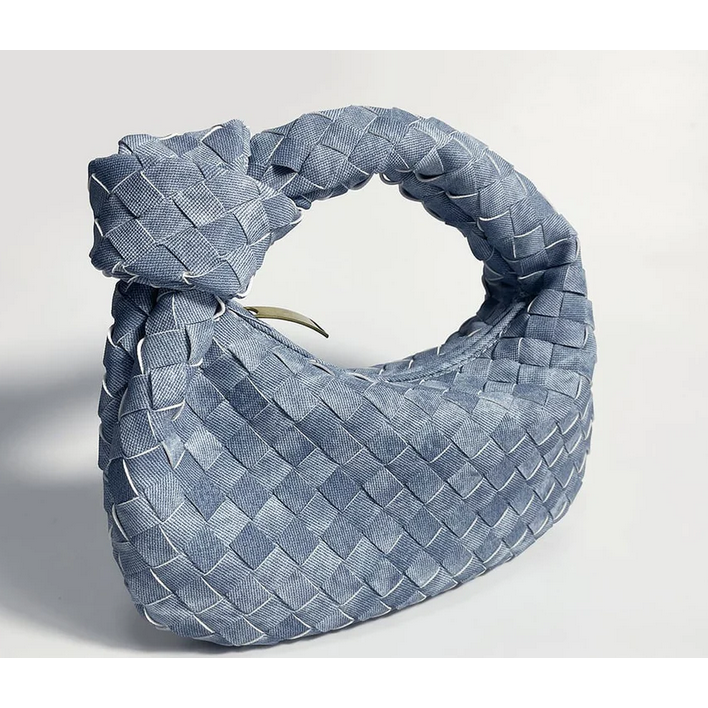 Bolso hobo para mujer de mezclilla trenzada con detalle de nudo y asa