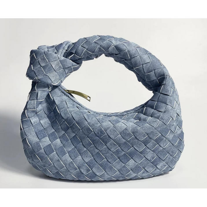 Bolso hobo para mujer de mezclilla trenzada con detalle de nudo y asa