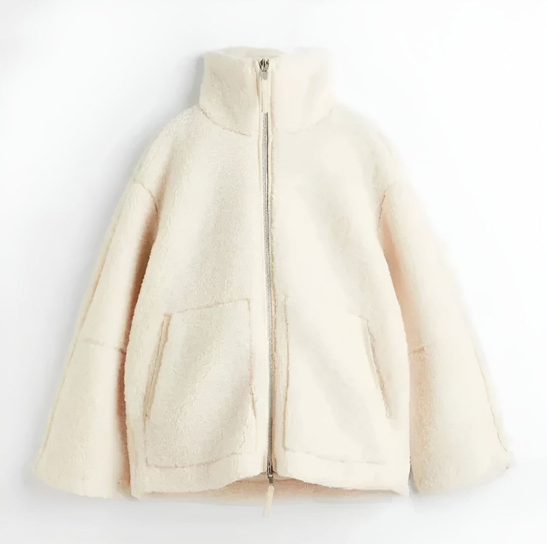 Women's Teddy Hooded Coat with Full Zip, Relaxed Fit and Pockets
