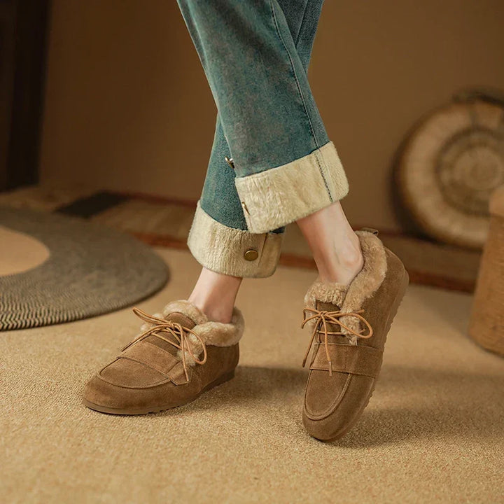 Bottes Femme Hiver À Lacets Doublées Laine Avec Bout Mocassin