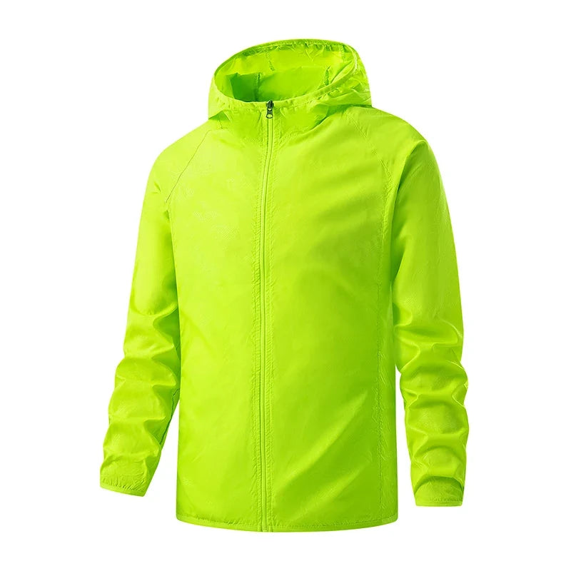 Men's Waterproof Hooded Windbreaker with Full-Zip Closure