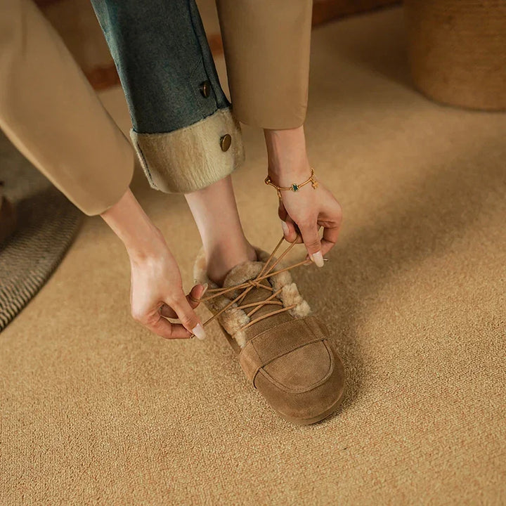 Bottes Femme Hiver À Lacets Doublées Laine Avec Bout Mocassin
