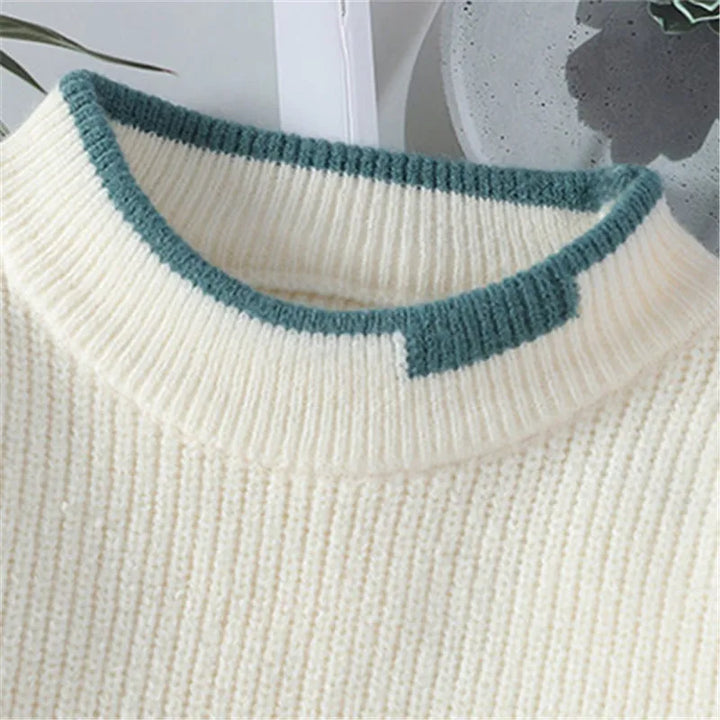 Herrenpullover mit Rundhalsausschnitt, geometrischem Muster und Zopfmusterärmeln