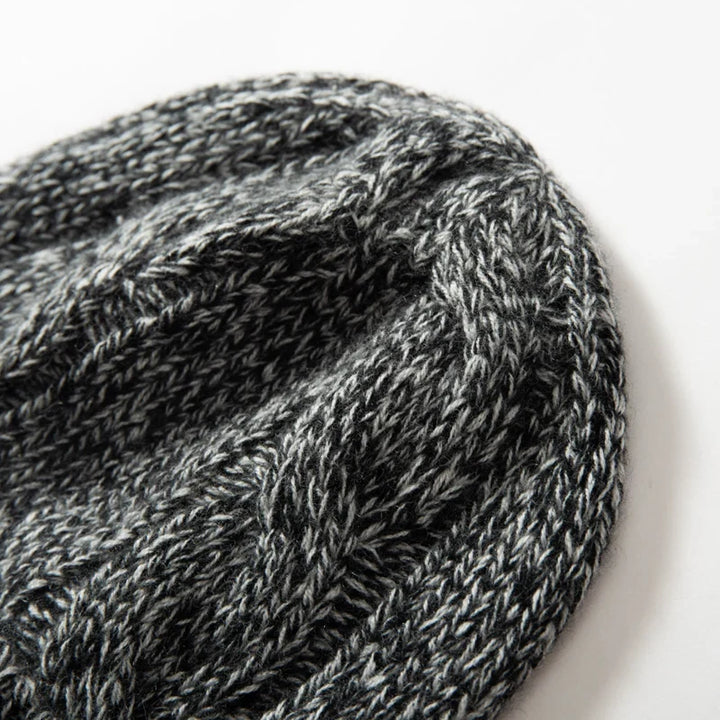 Bonnet Femme Cachemire Maille Torsadée Revers Côtelé
