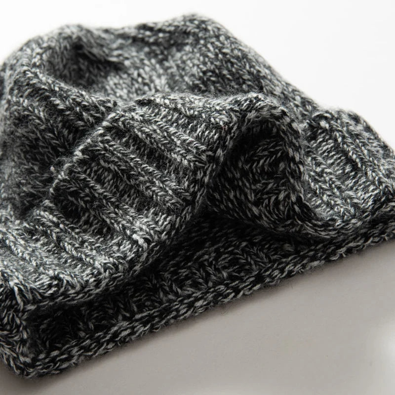 Bonnet Femme Cachemire Maille Torsadée Revers Côtelé