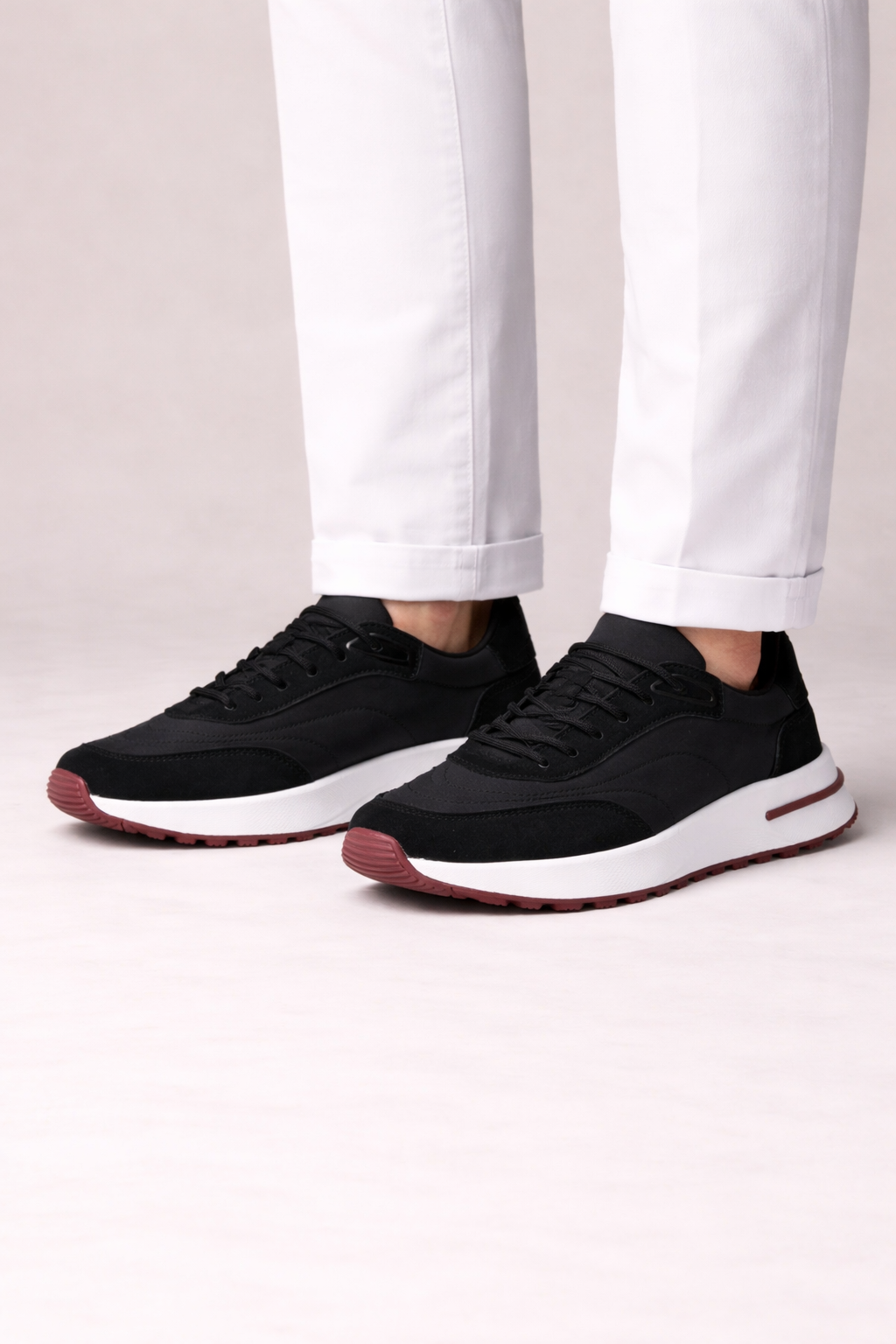 Herensneakers met dikke zool - sportief model met veters