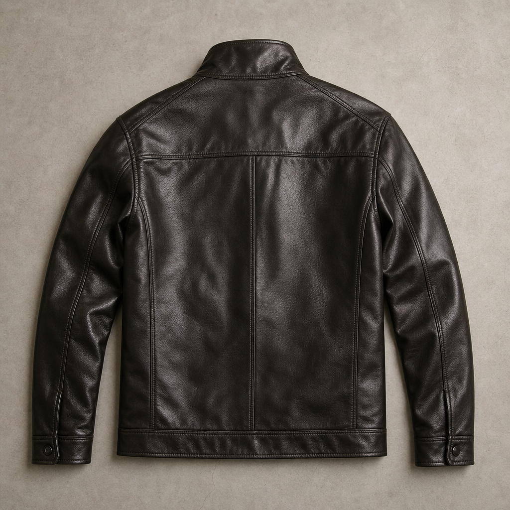 Veste en cuir d'agneau véritable pour homme doublée fausse fourrure