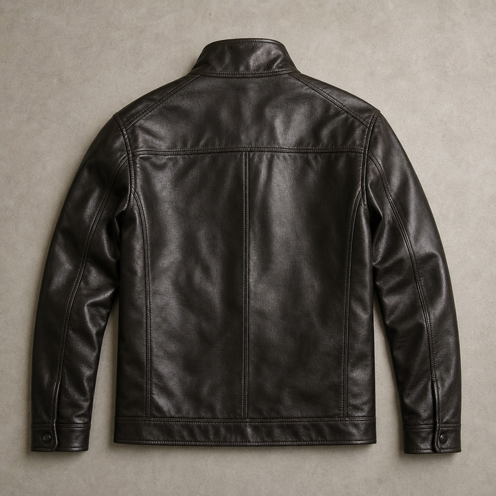 Veste en cuir d'agneau véritable pour homme doublée fausse fourrure