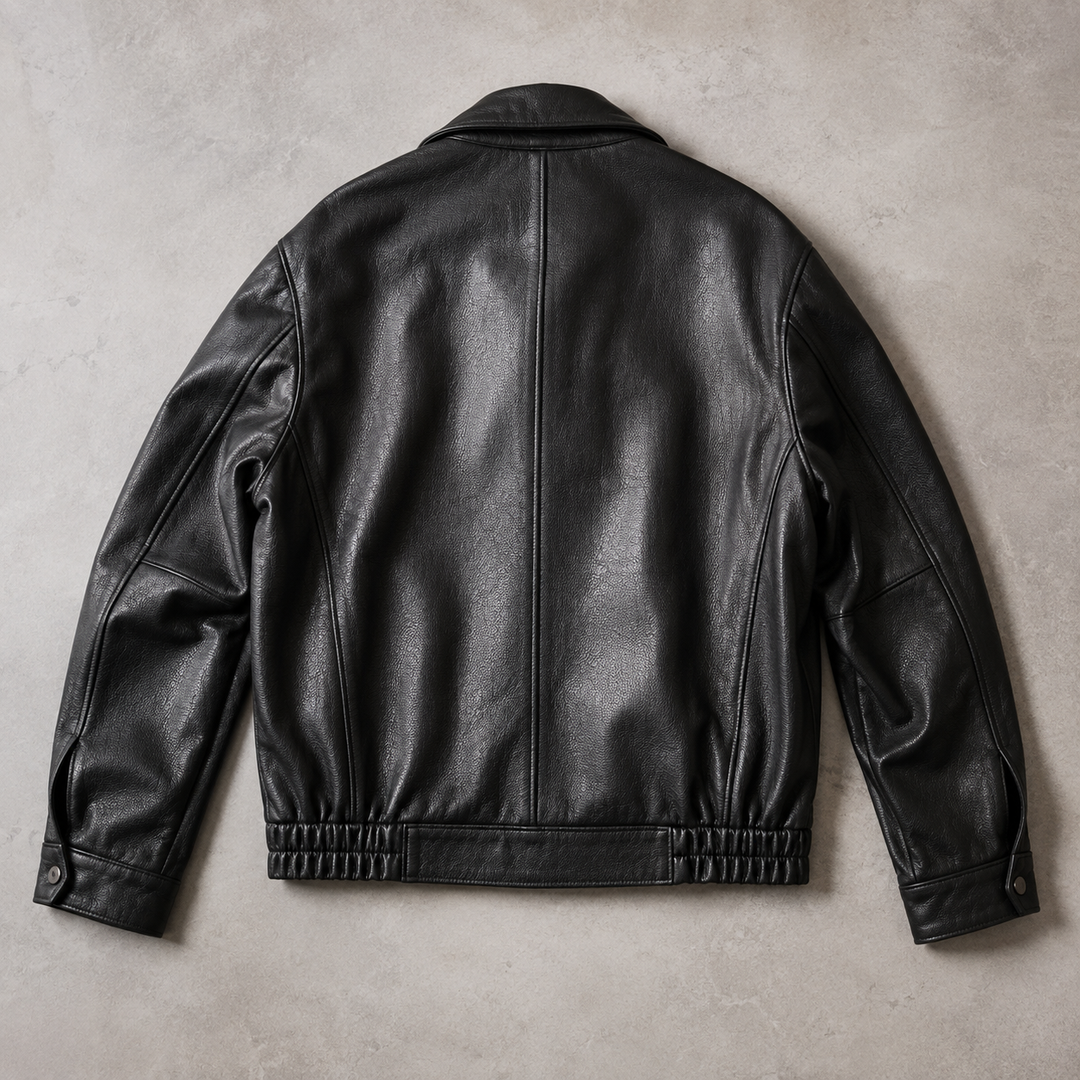 Men's Faux Fur Jacket with Fold-Down Collar and Zipper
