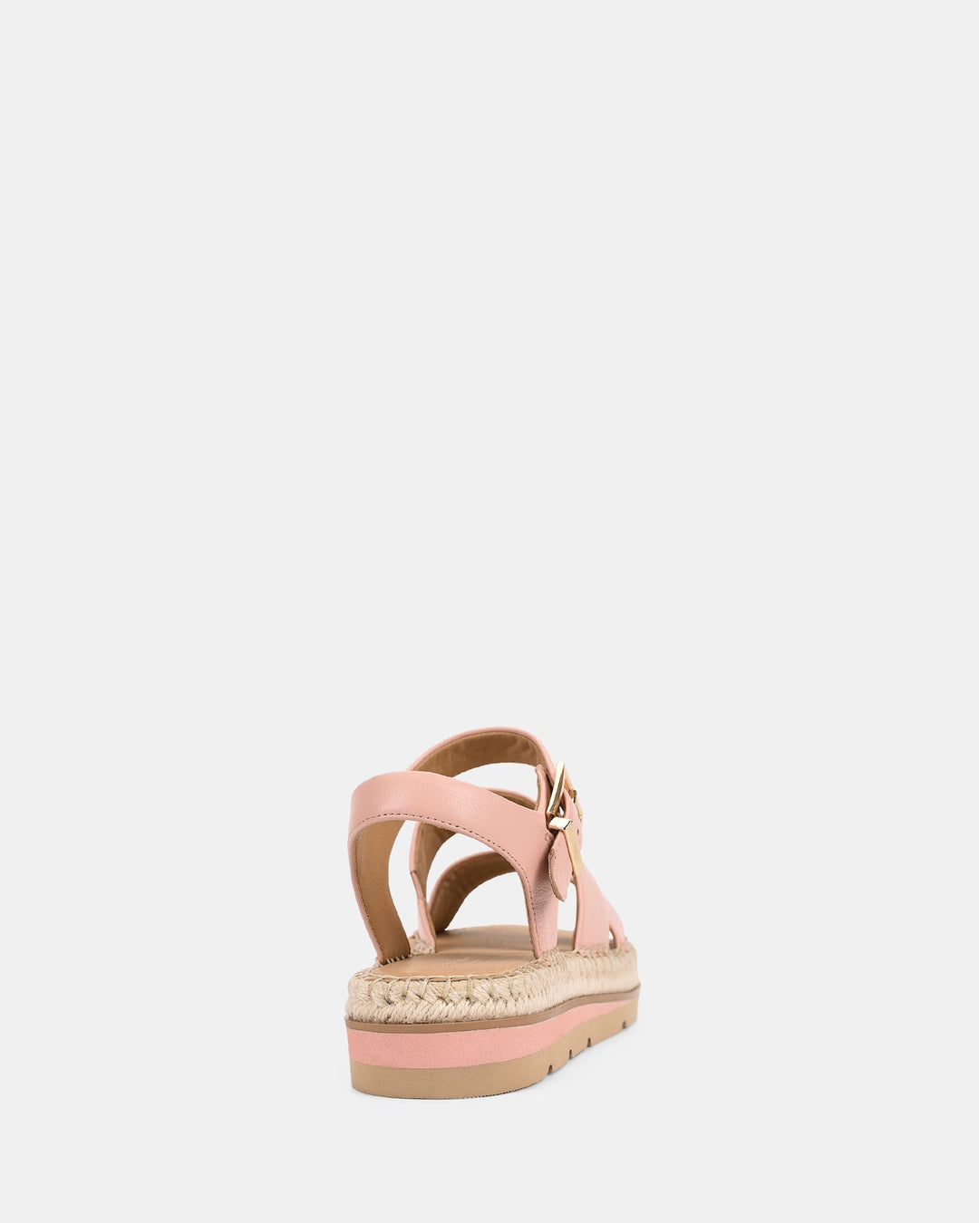 Sandales d’été pour femmes, vue arrière avec bride réglable à boucle et semelle plateforme en corde tressée. Design élégant et confortable, parfait pour un look estival moderne et tendance.