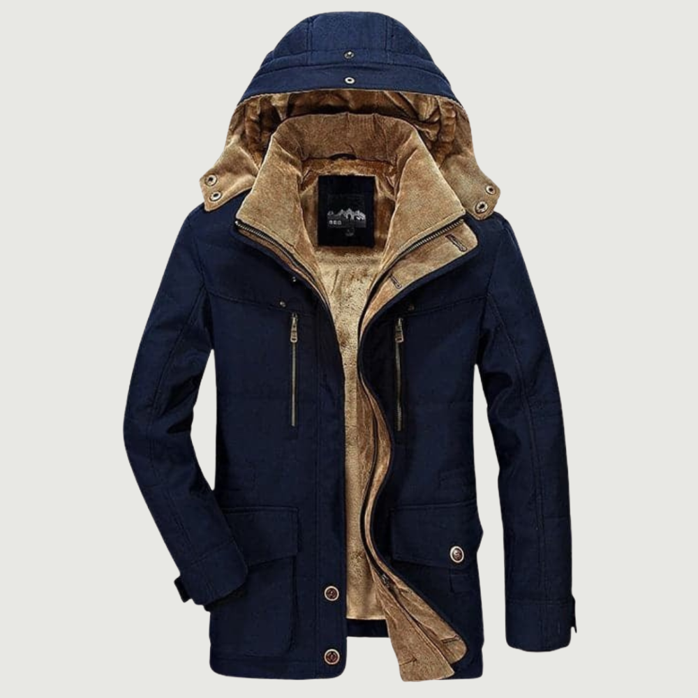 Veste d'Hiver Homme Doublée Polaire à Capuche Multi Poches
