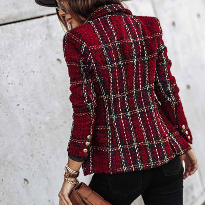 Blazer À Carreaux en Tricot Pour Femmes | Manches Longues