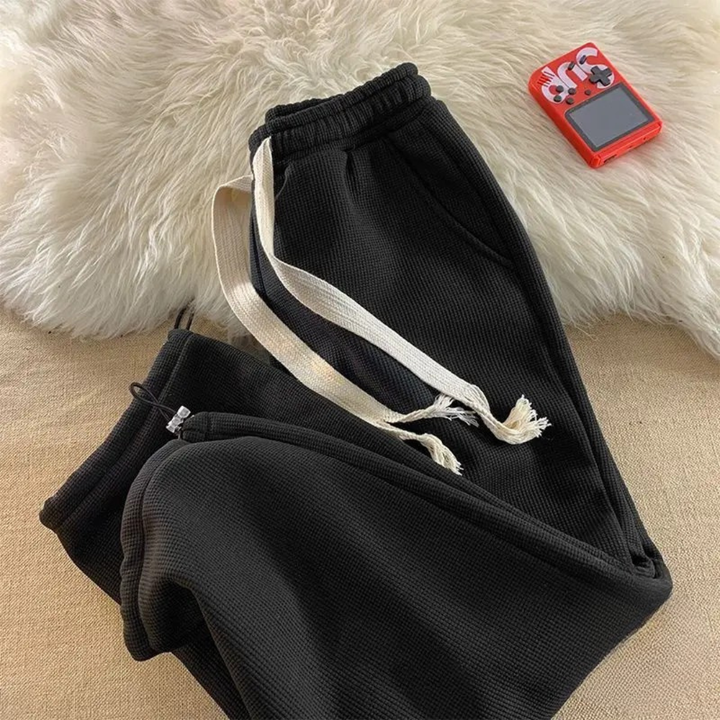 Pantaloni da donna per il tempo libero foderati in pile con vita elasticizzata