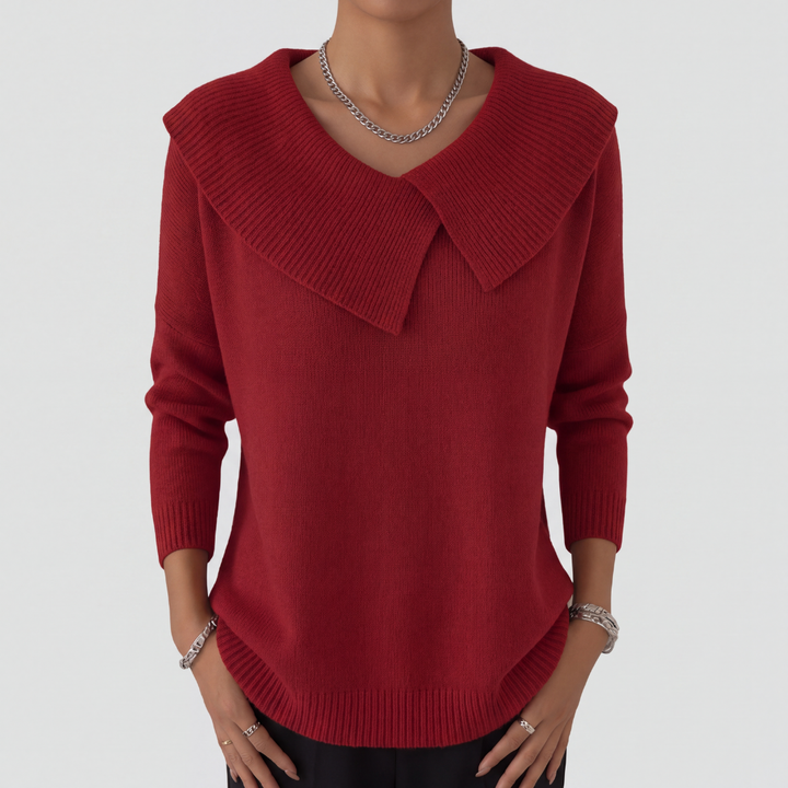 Eloise | Pull d'hiver pour femme à col cranté et motif festif