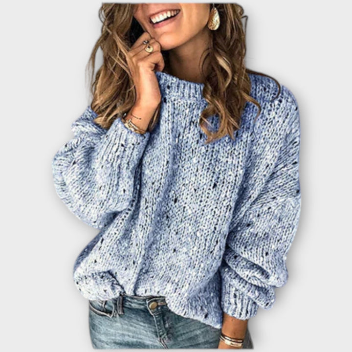 Pull en Maille Beige à Pois – Style Rétro