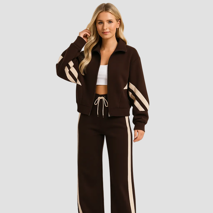 Amélie | Ensemble Femme Veste Zippée & Pantalon Large