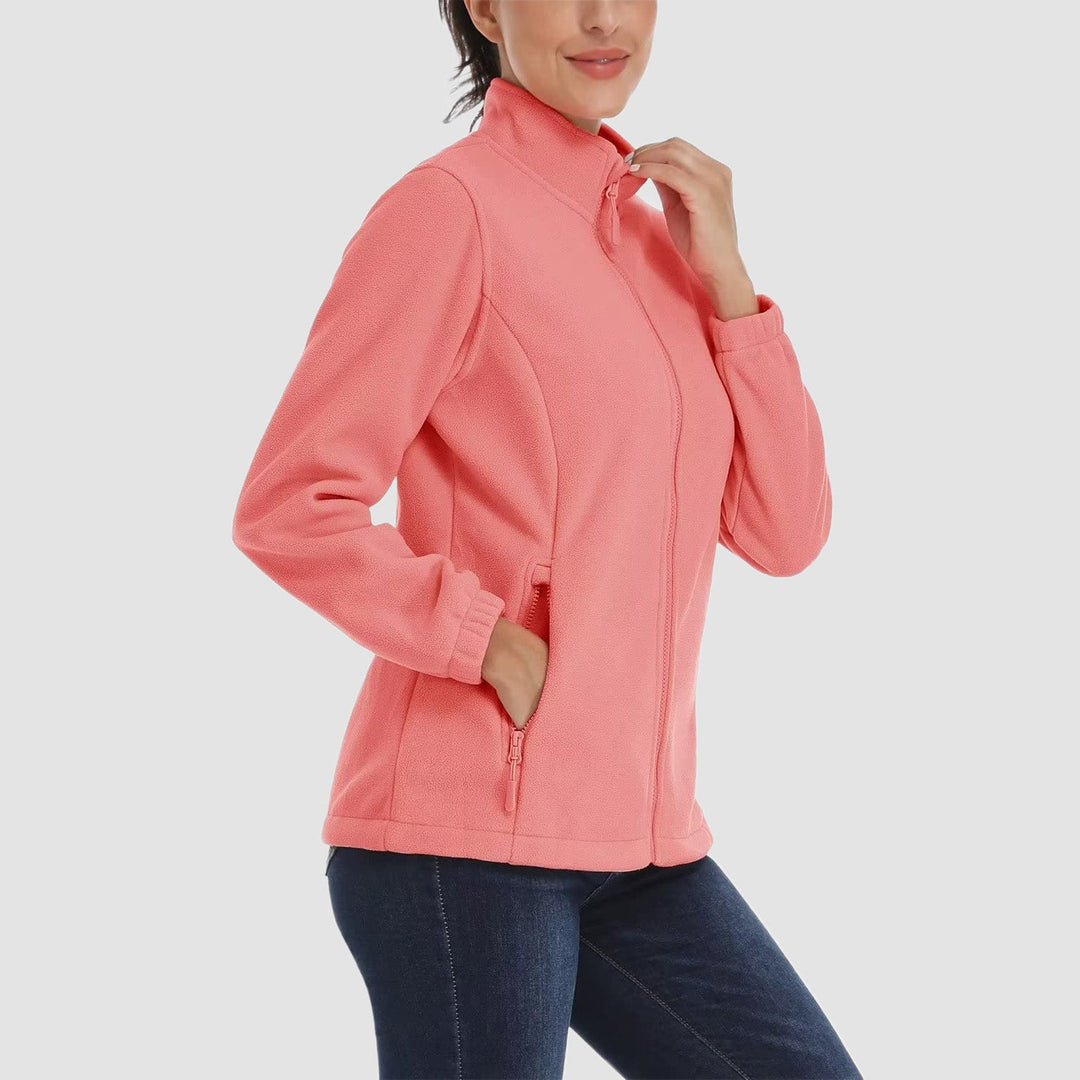 Giacca da donna in pile con collo alto e cerniera