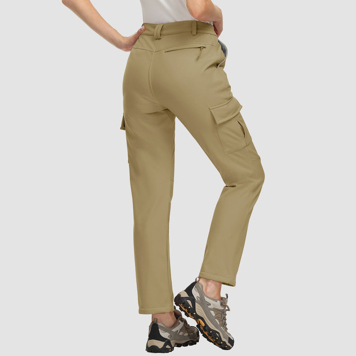 Pantaloni da trekking da donna, foderati in pile e idrorepellenti