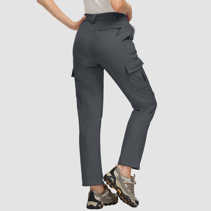 Pantaloni da trekking da donna, foderati in pile e idrorepellenti