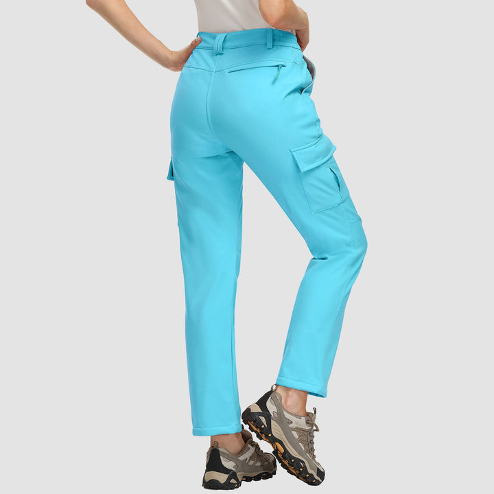 Pantaloni da trekking da donna, foderati in pile e idrorepellenti