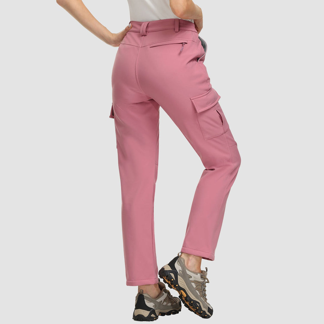Pantaloni da trekking da donna, foderati in pile e idrorepellenti