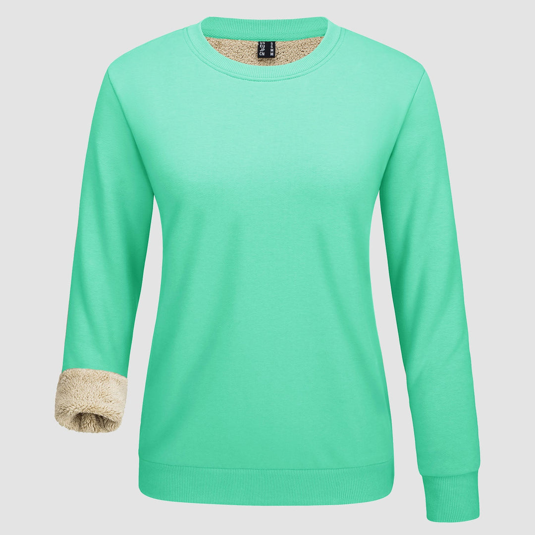 Dames-sweatshirt met fleecevoering en ronde hals