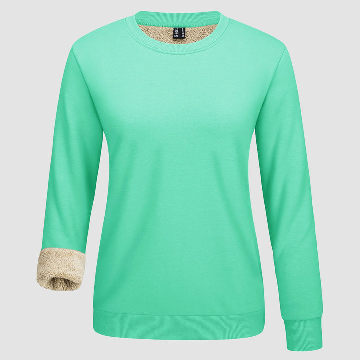 Dames-sweatshirt met fleecevoering en ronde hals