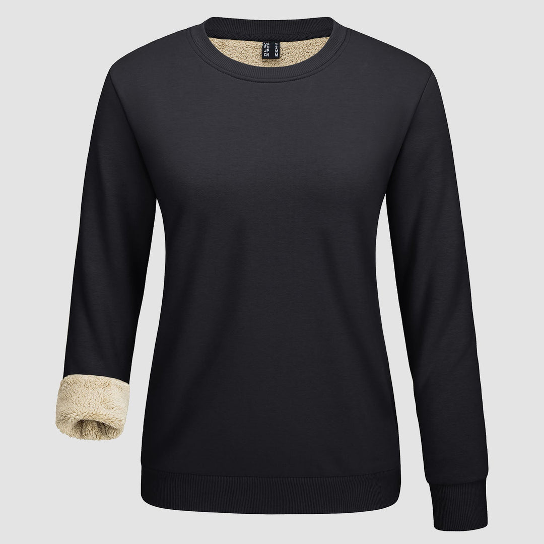 Dames-sweatshirt met fleecevoering en ronde hals