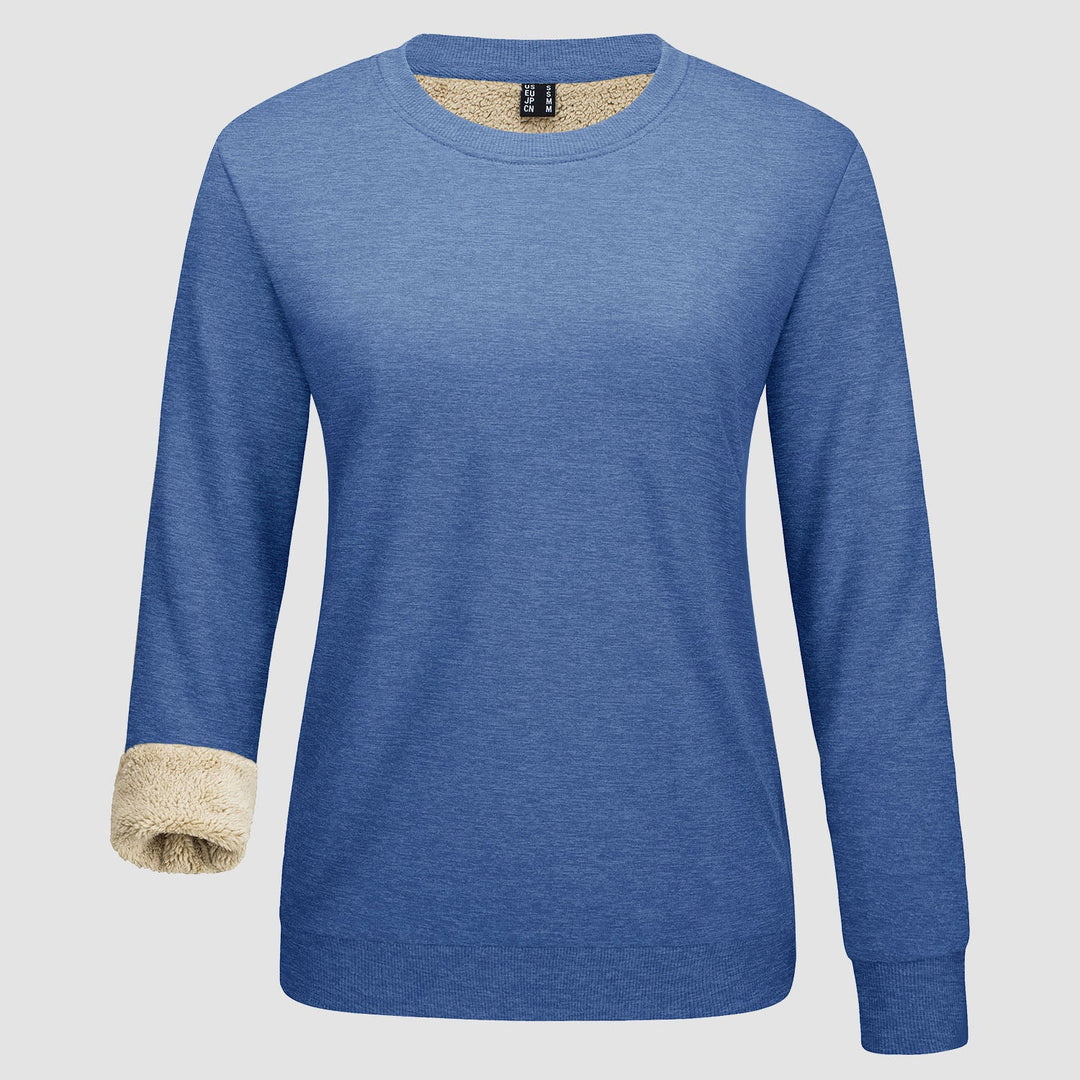 Dames-sweatshirt met fleecevoering en ronde hals