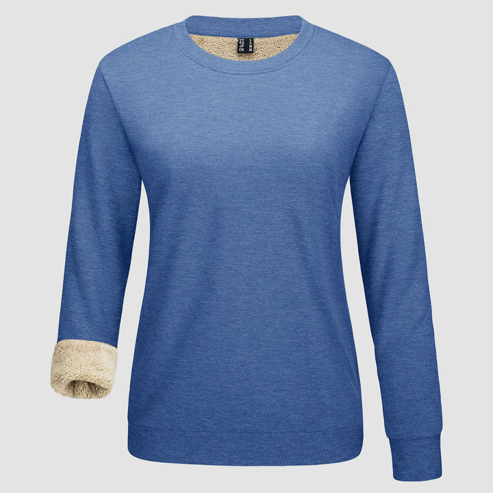 Dames-sweatshirt met fleecevoering en ronde hals