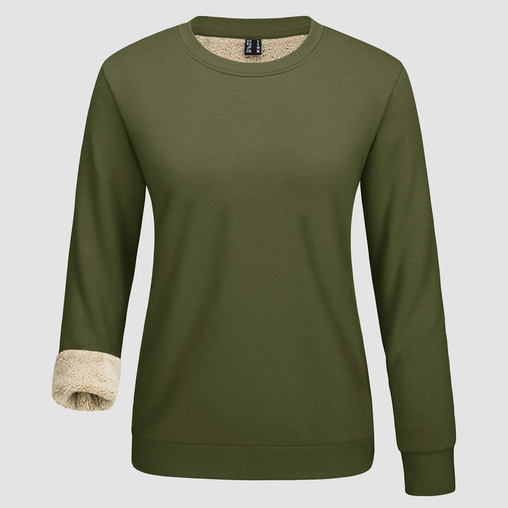 Dames-sweatshirt met fleecevoering en ronde hals