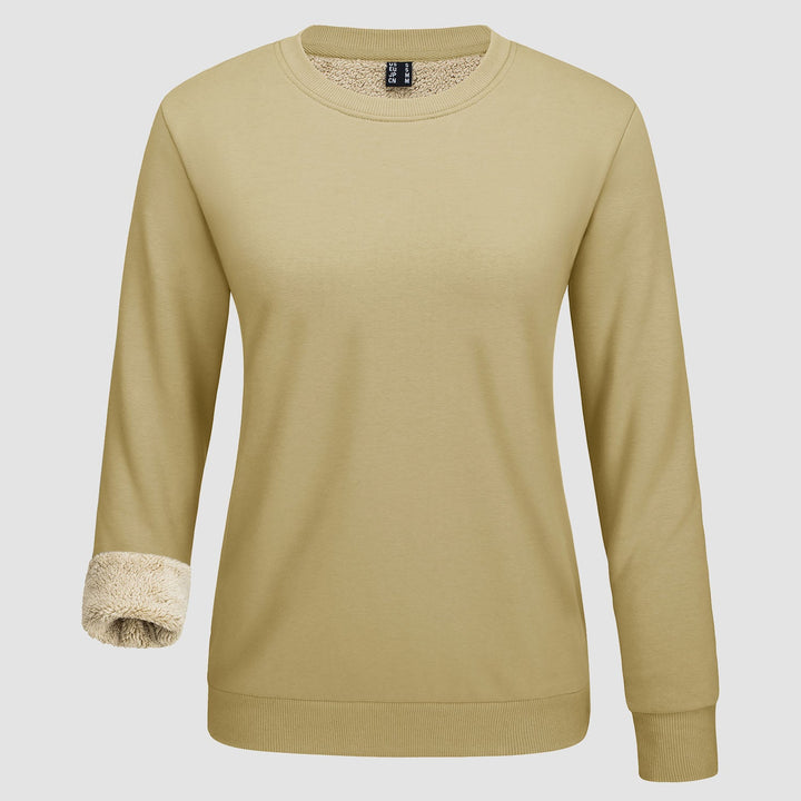 Dames-sweatshirt met fleecevoering en ronde hals