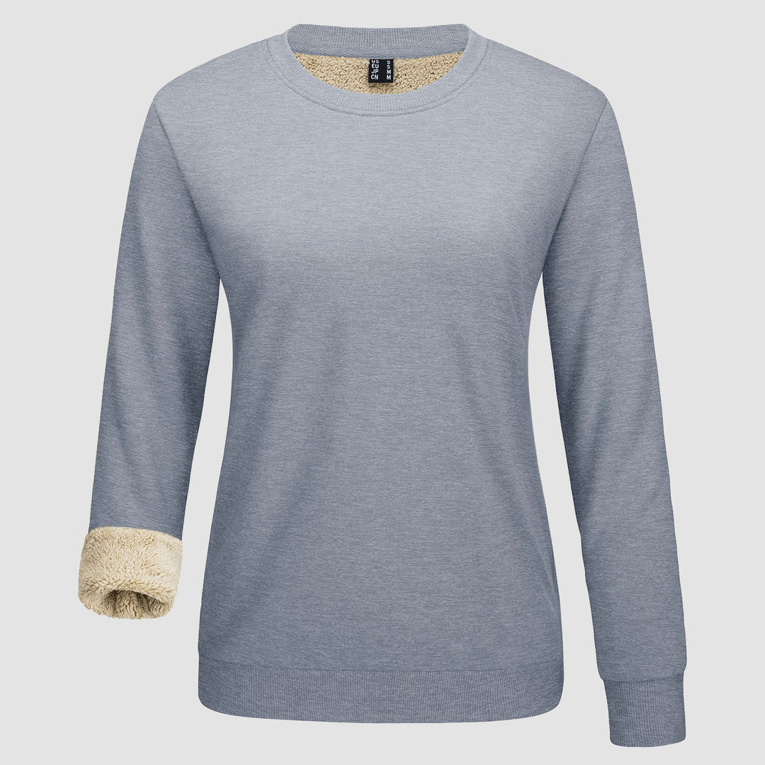 Dames-sweatshirt met fleecevoering en ronde hals