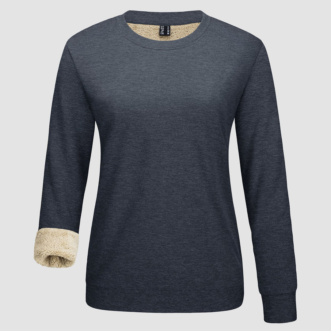 Dames-sweatshirt met fleecevoering en ronde hals