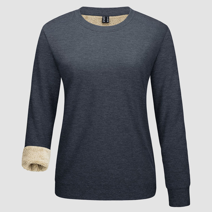 Dames-sweatshirt met fleecevoering en ronde hals