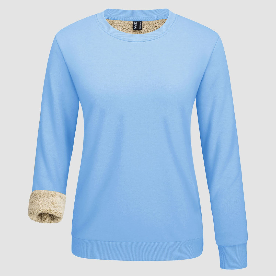 Dames-sweatshirt met fleecevoering en ronde hals